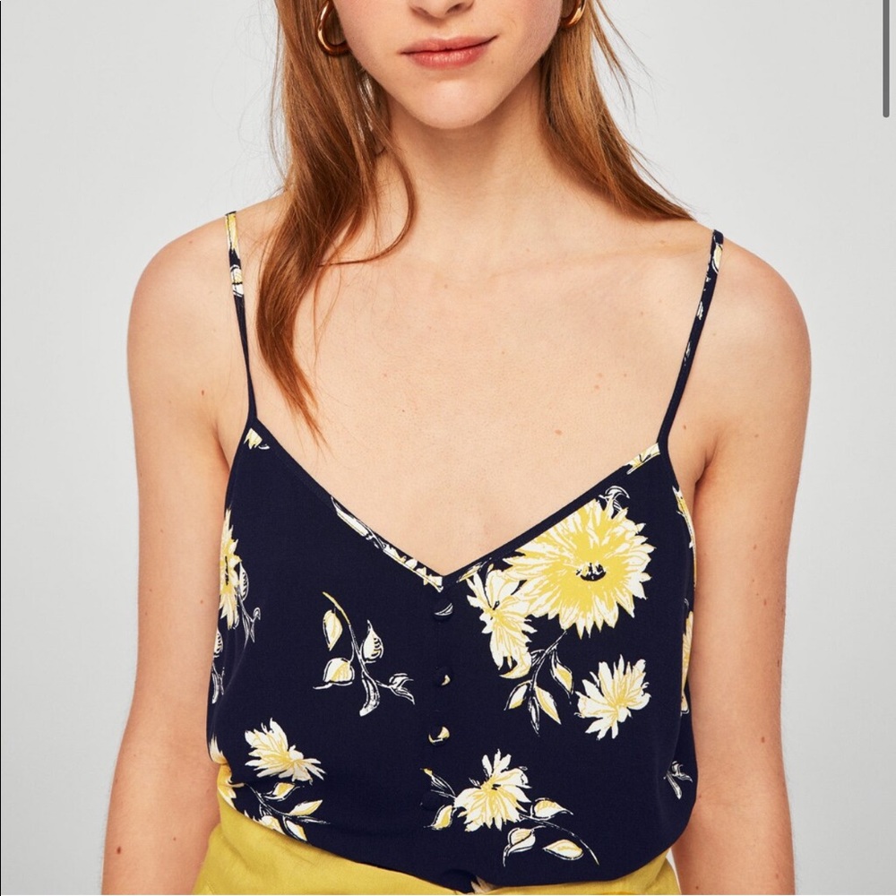 Mango NWT cami navy and yellow floral - Picture 7 of 8